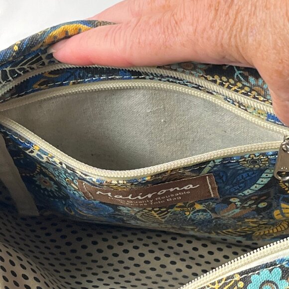 Malirona Canvas Floral Handbag Multi Pockets Women's High Quality Tote Blue - Picture 13 of 16